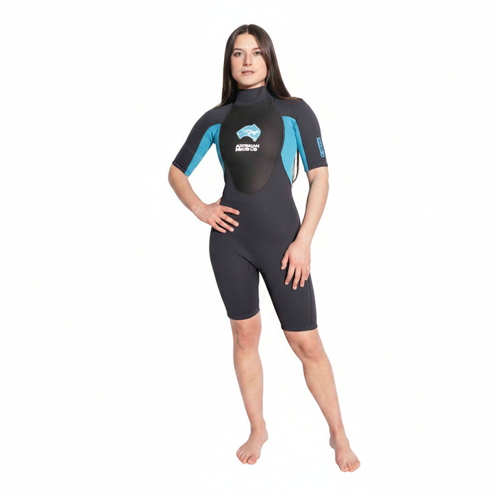 Woman in short arm wetsuit