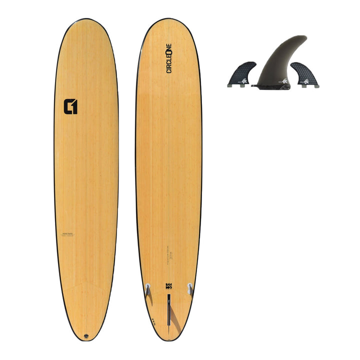 9ft Bamboo Round Pin Tail Longboard Surfboard | Circle One