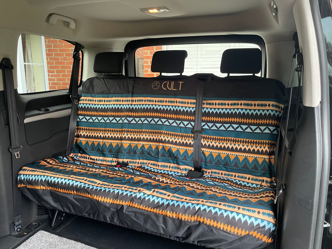 Triple Back Waterproof Van Seat Cover AZTEC Black and White
