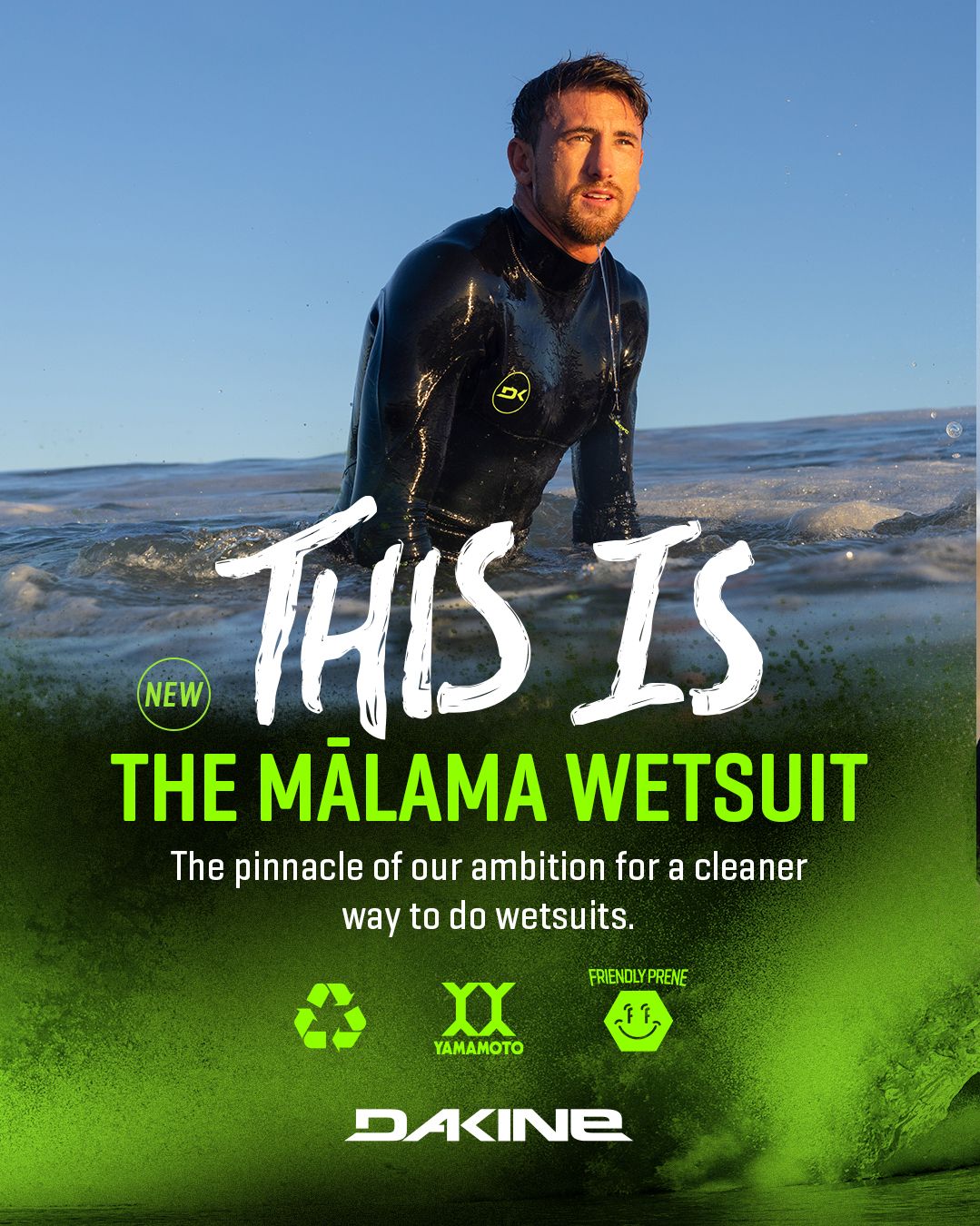 Dakine Mens Malama Zip Free 3/2mm Full Wetsuit (Black) | Wetsuits | Dakine