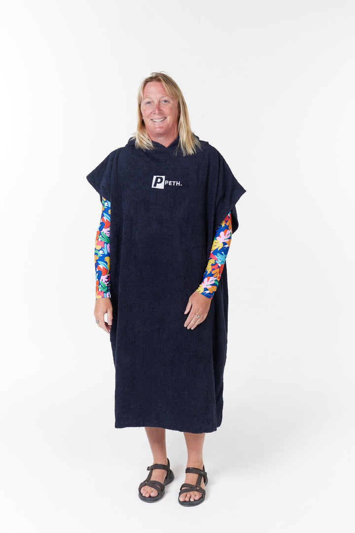 Premium Cotton Towel Changing Robe | Navy Blue