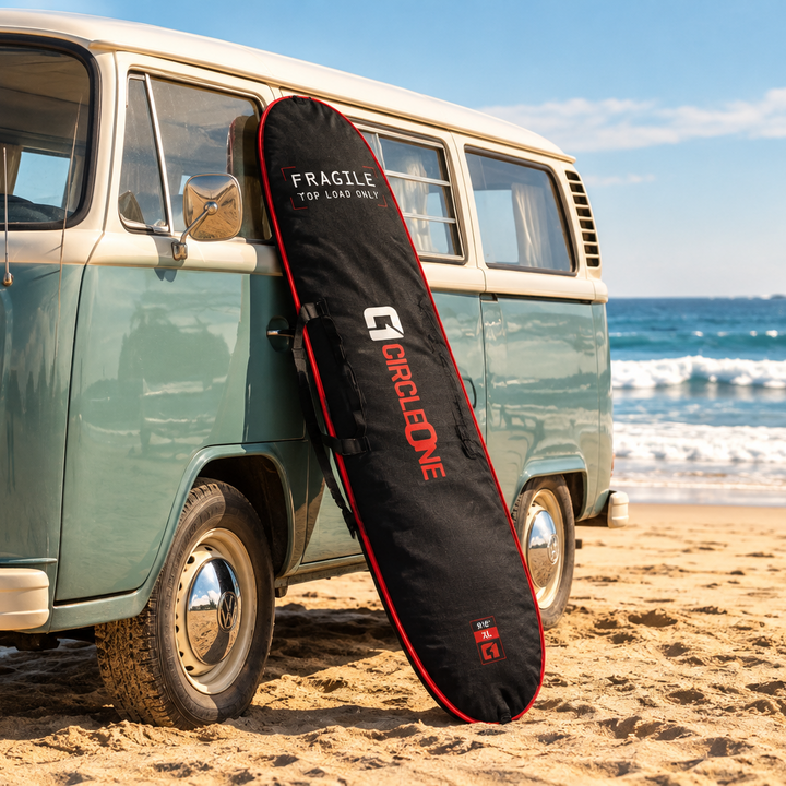 Circle One boardbag by a VW camper
