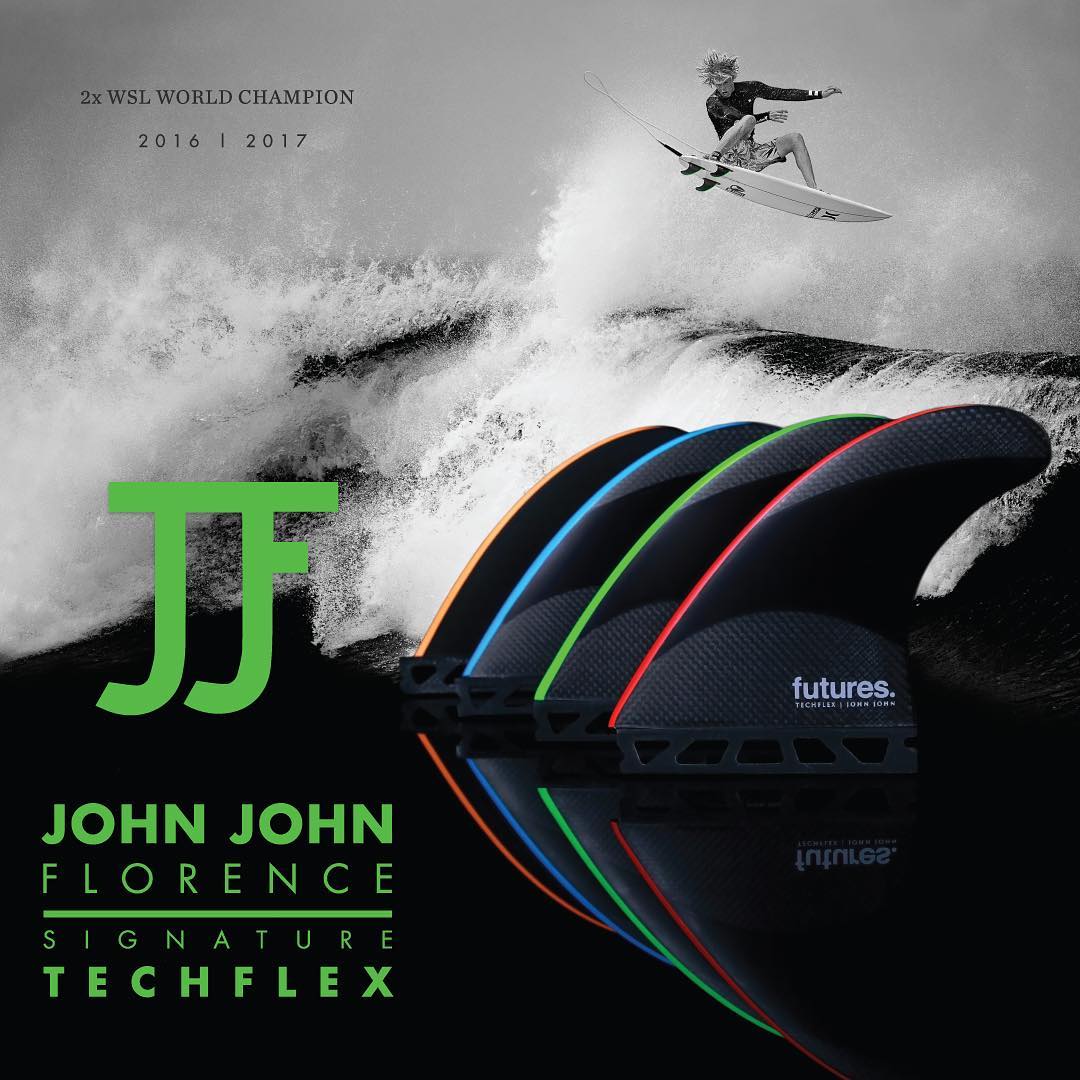 Futures John John Florence Techflex Tri Fin Set Black / Neon Red - Large | Fins | Futures
