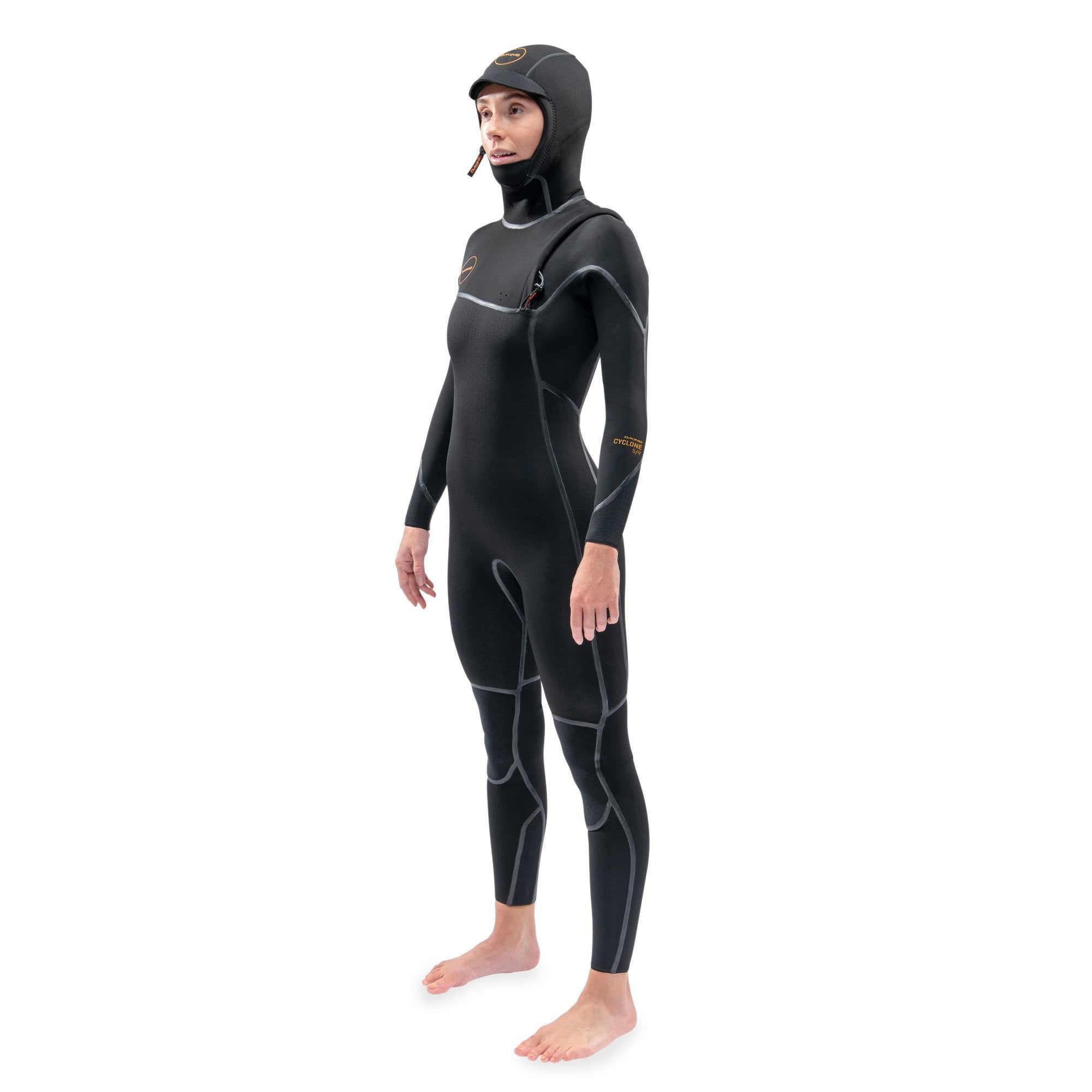 Dakine 2021 Womens Cyclone Zip Free Hooded 5/4 (Black) | Wetsuits | Dakine
