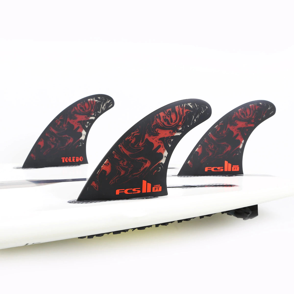 FCS II Filipe Toledo PC Black / Red Tri Fin Set | Fins | FCS
