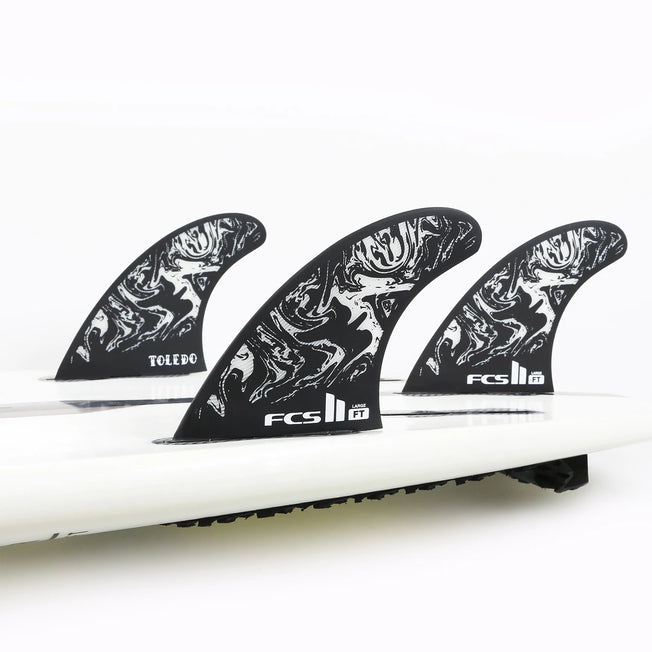 FCS II Filipe Toledo PC Black / White Tri Fin Set - Medium