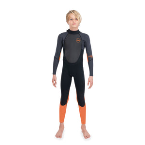Dakine Kids Quantum Back Zip Full Wetsuit 3/2 F/L (Black / Orange)