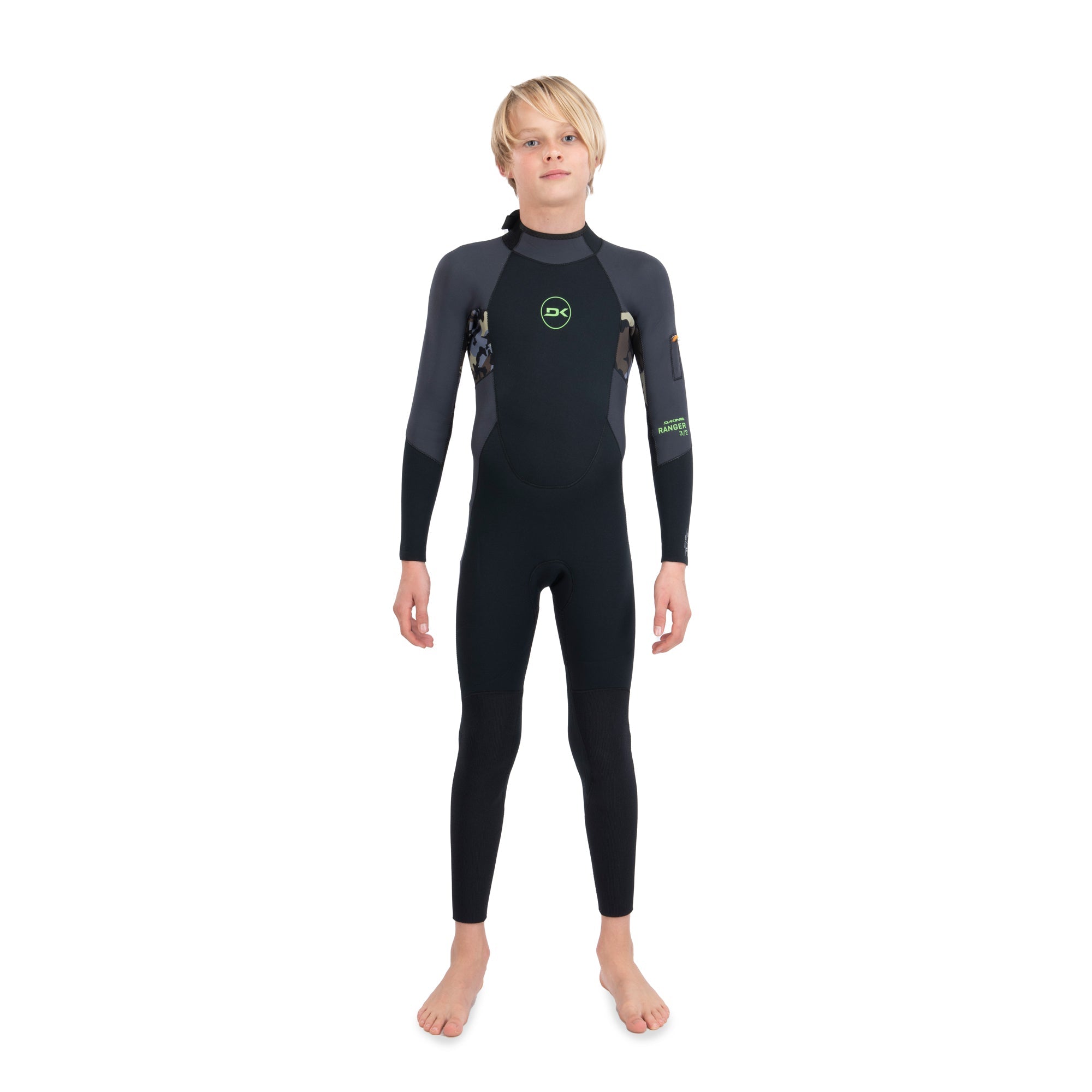 Dakine Kids Ranger Surf Hybrid Back Zip 3/2 (Black / Green) | Wetsuits | Dakine