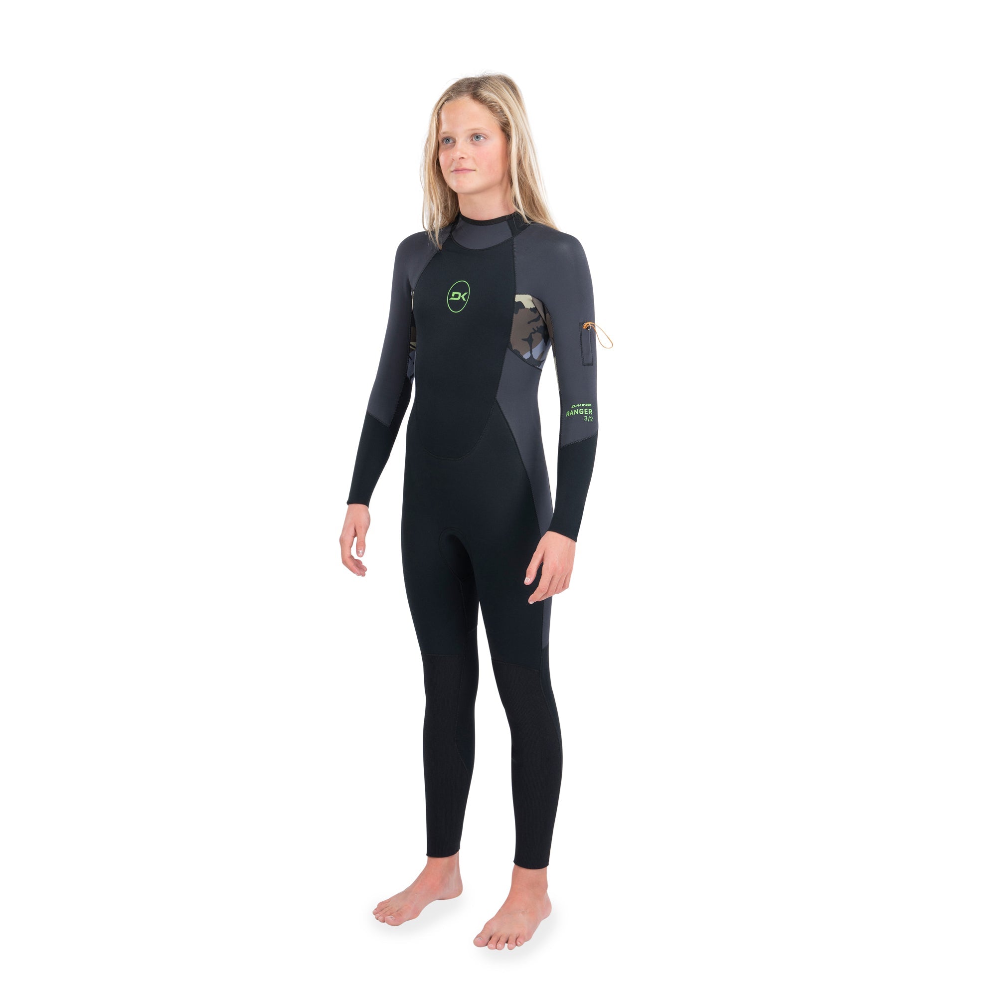 Dakine Kids Ranger Surf Hybrid Back Zip 3/2 (Black / Green) | Wetsuits | Dakine
