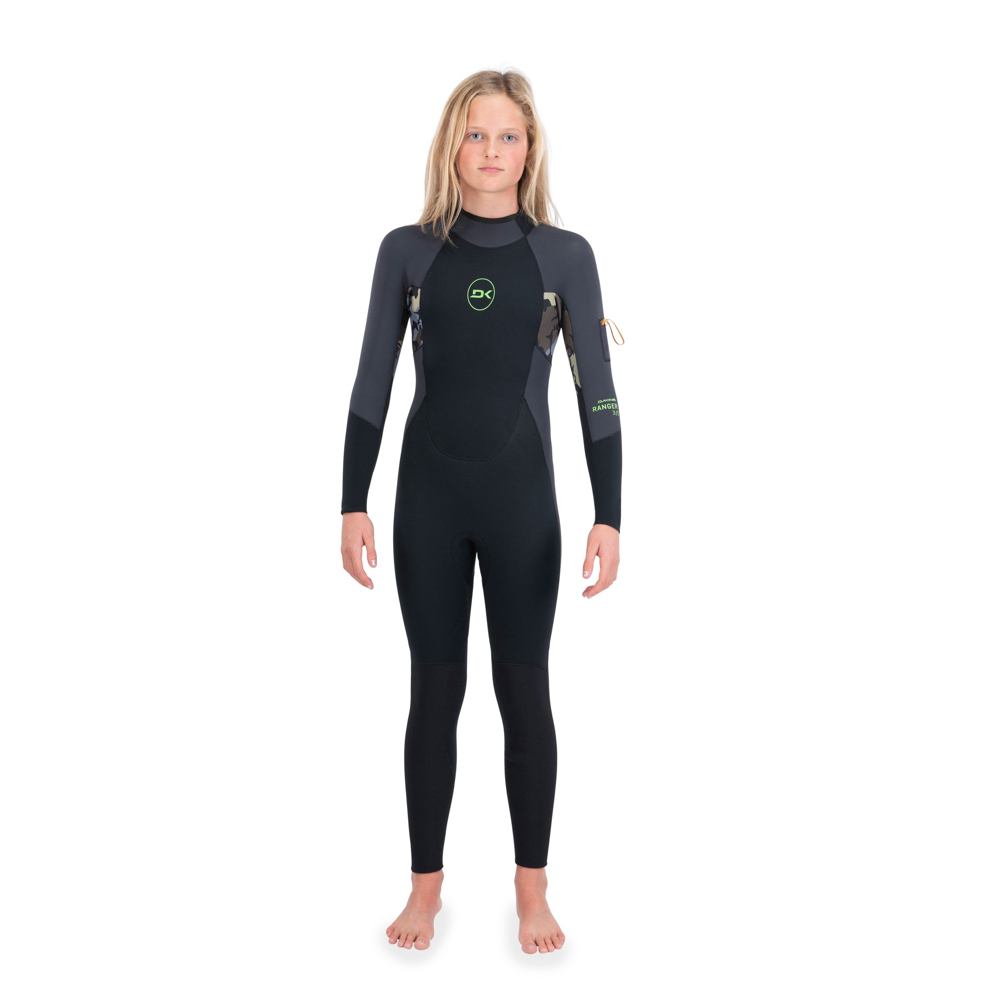 Dakine Kids Ranger Surf Hybrid Back Zip 3/2 (Black / Green) | Wetsuits | Dakine