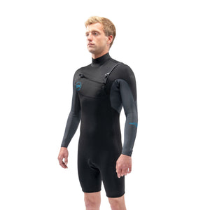 Dakine Mens Quantum Chest Zip L/S Shorty 2/2 F/L (Black / Grey)