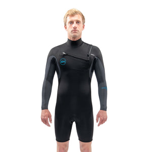 Dakine Mens Quantum Chest Zip L/S Shorty 2/2 F/L (Black / Grey)