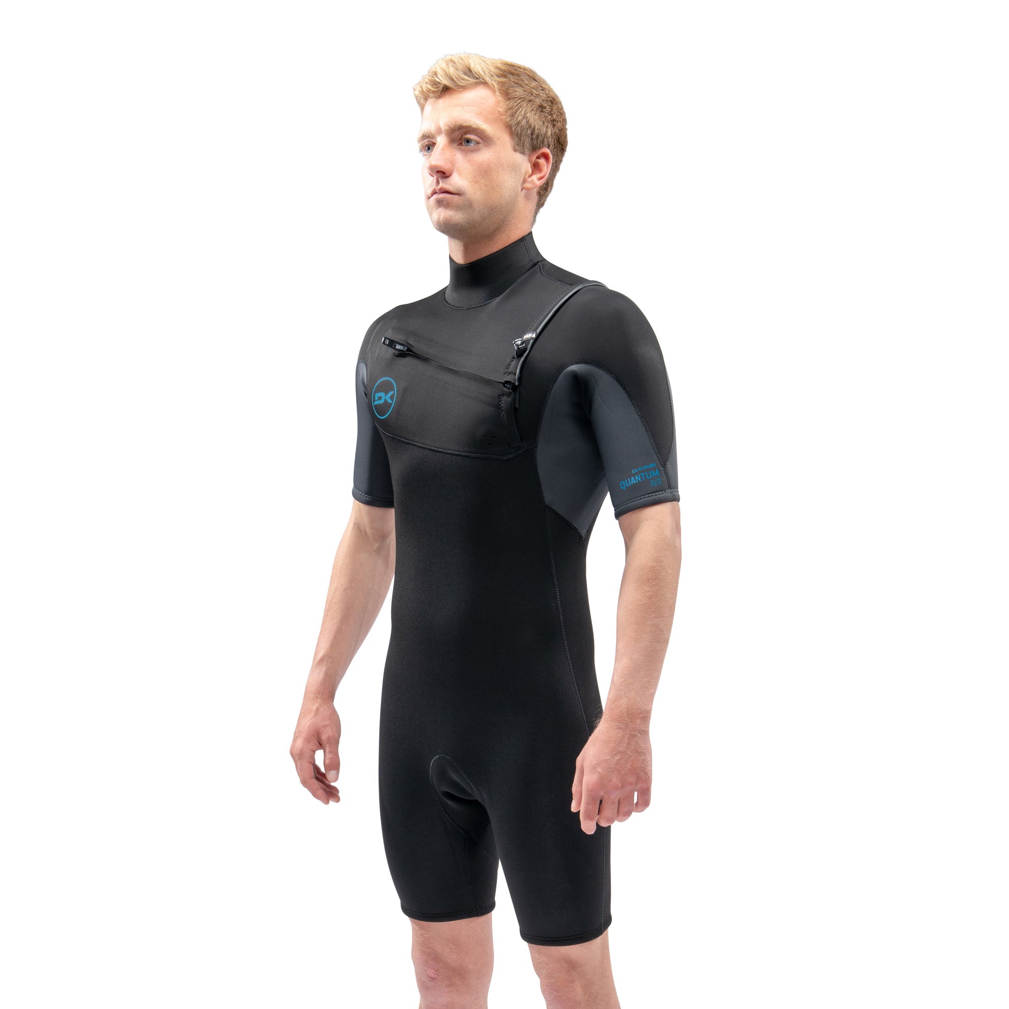 Dakine Mens Quantum Chest Zip Shorty 2/2 (Black / Grey) | Wetsuits | Dakine