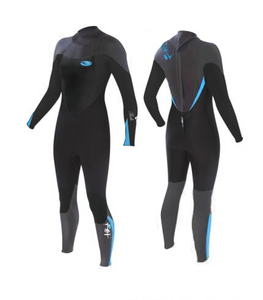 Tiki Ladies Tech 4/3mm GBS Back Zip Steamer Wetsuit - Black / Blue