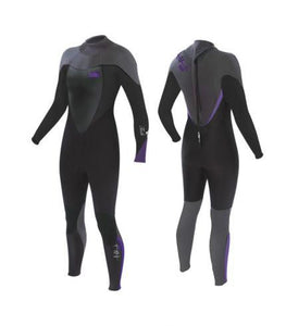 Tiki Ladies Tech 4/3mm GBS Back Zip Steamer Wetsuit (Black)