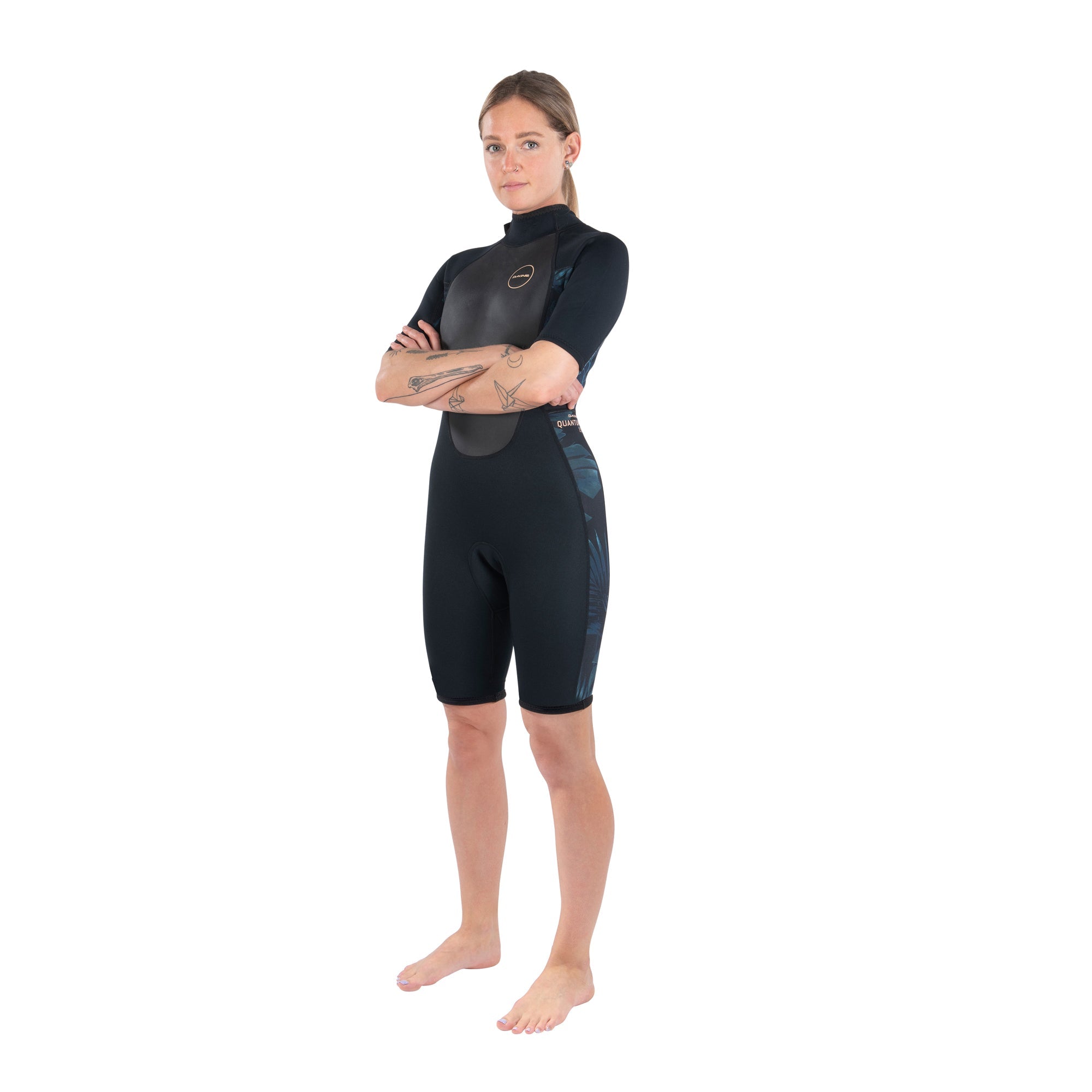 Dakine Womens Quantum Back Zip Shorty 2/2 F/L (Black / Grey) | Wetsuits | Dakine