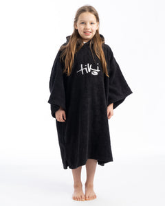 Tiki Junior Hooded Changing Towel Robe - Black