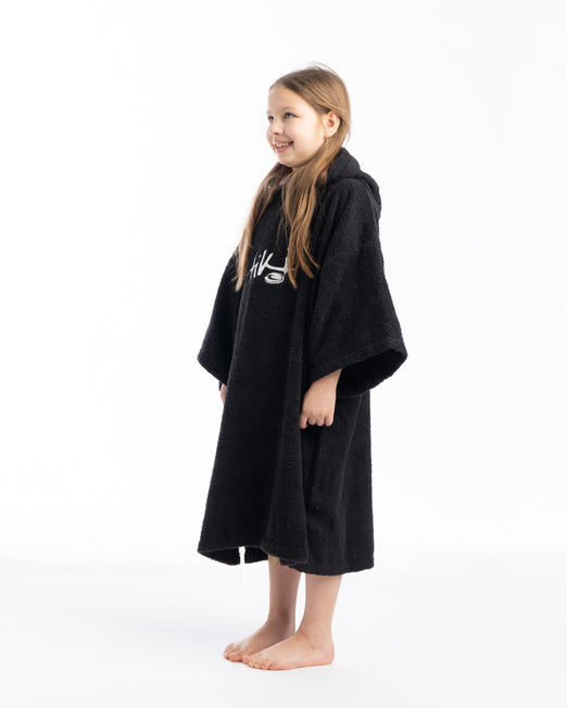 Tiki Junior Hooded Changing Towel Robe - Black