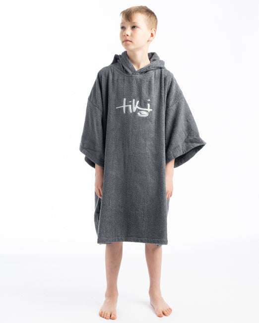Tiki Junior Hooded Changing Towel Robe - Grey