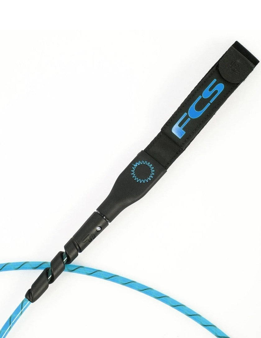 FCS Freedom Helix All Round Longboard Ankle Leash - Blue / Black | Leashes | FCS