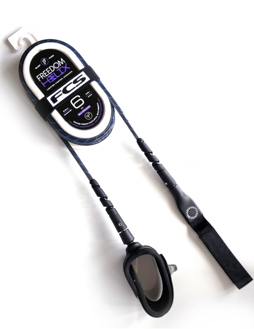 FCS Freedom Helix All Round Leash - Smoke/White | Leashes | FCS