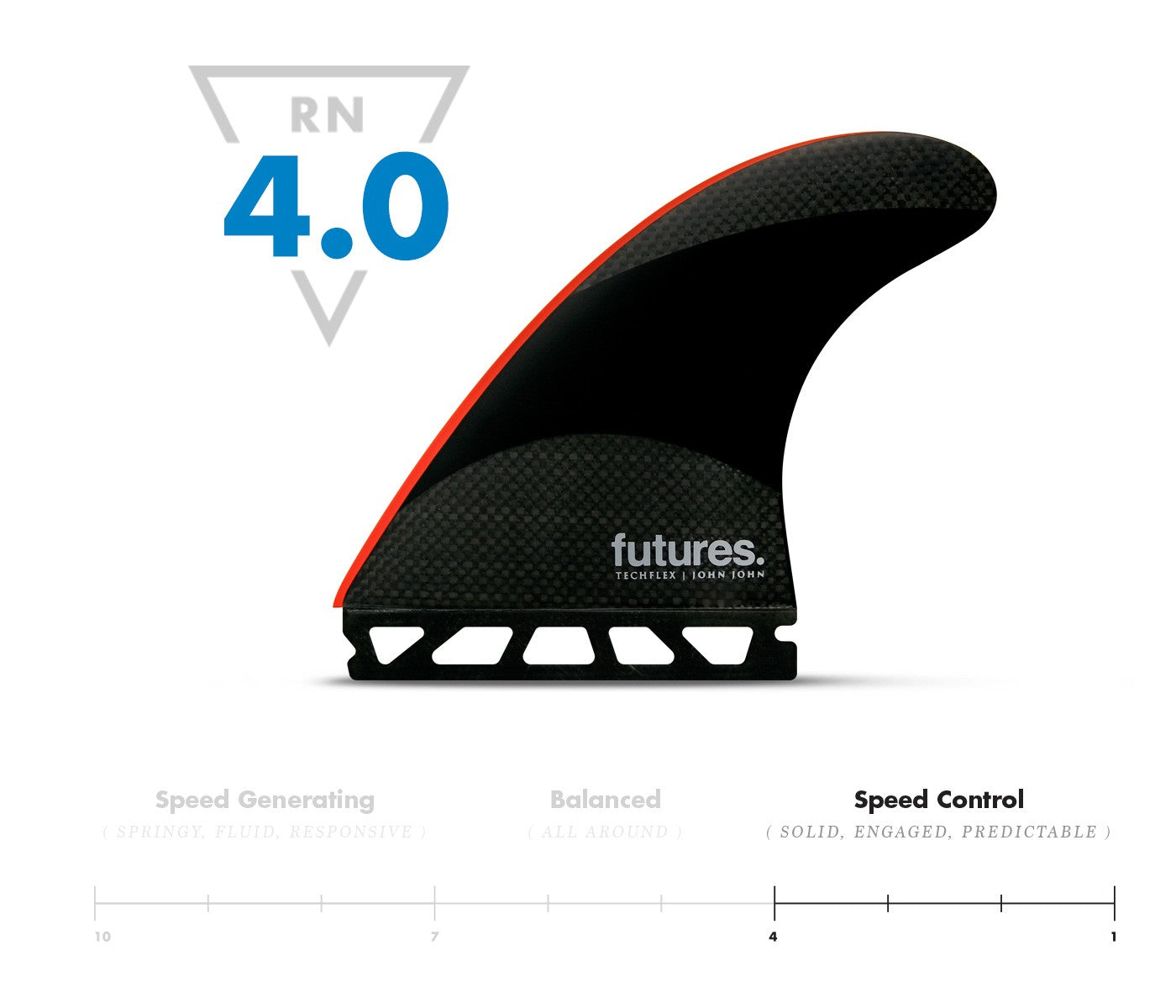 Futures John John Florence Techflex Tri Fin Set Black / Neon Red - Large | Fins | Futures